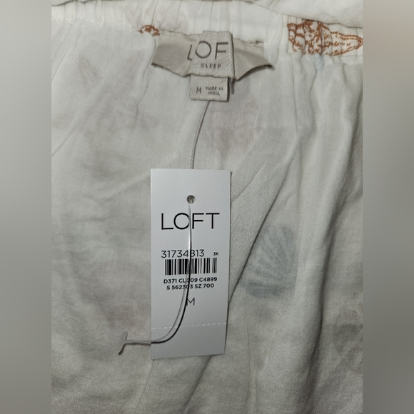 LOFT Sleep Seashell Star Fish Women’s Medium White Bow Tie Straps Top Blouse - Picture 3 of 10